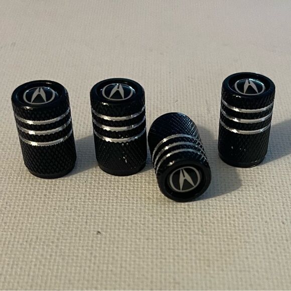 Acura Logo valve Stem caps in Black set of 4 NWT - Picture 2 of 4